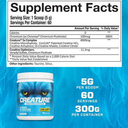 CREATURE® Creatine Complex – 5-Form Creatine Powder, 300g, Unflavored