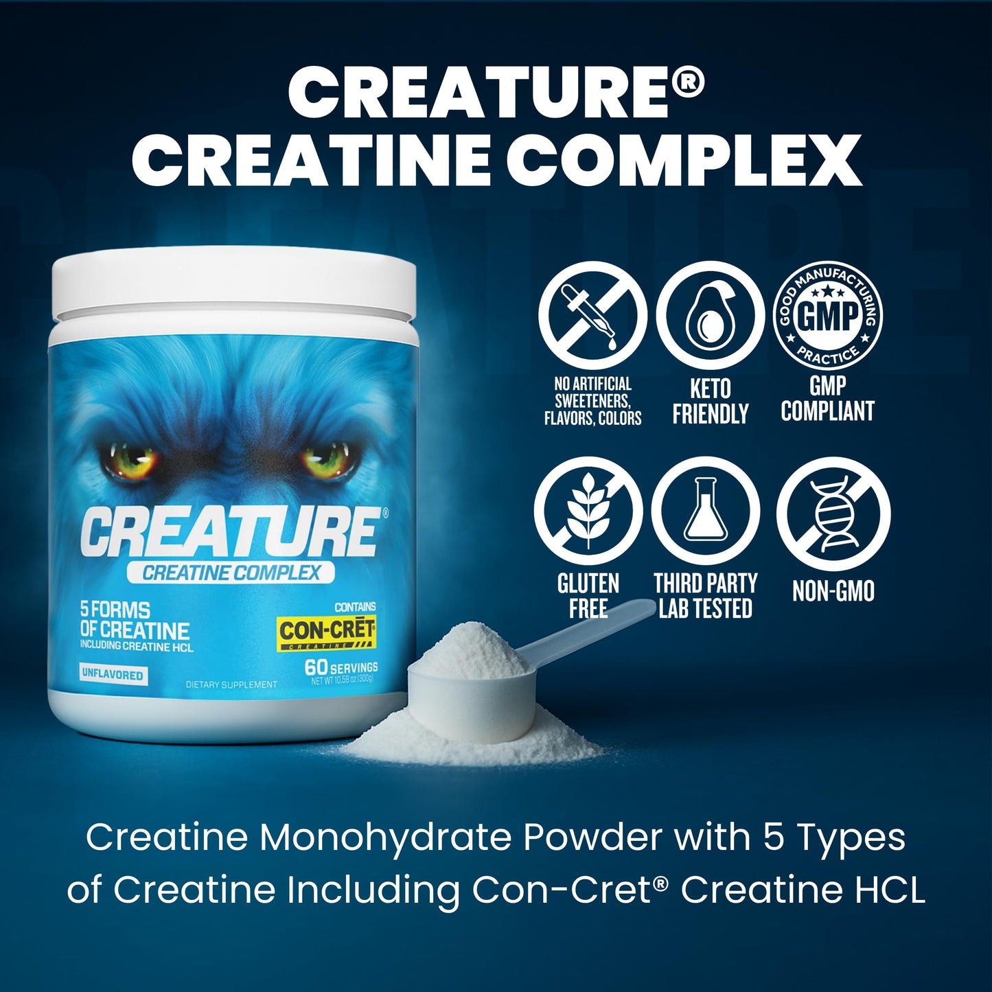 CREATURE® Creatine Complex – 5-Form Creatine Powder, 300g, Unflavored