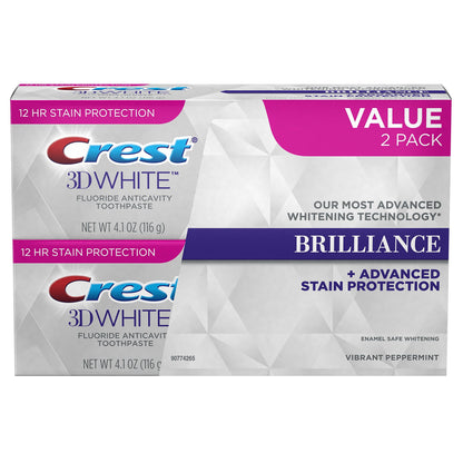 Crest 3D Brilliance Vibrant Peppermint Teeth Whitening Toothpaste – 2 Count