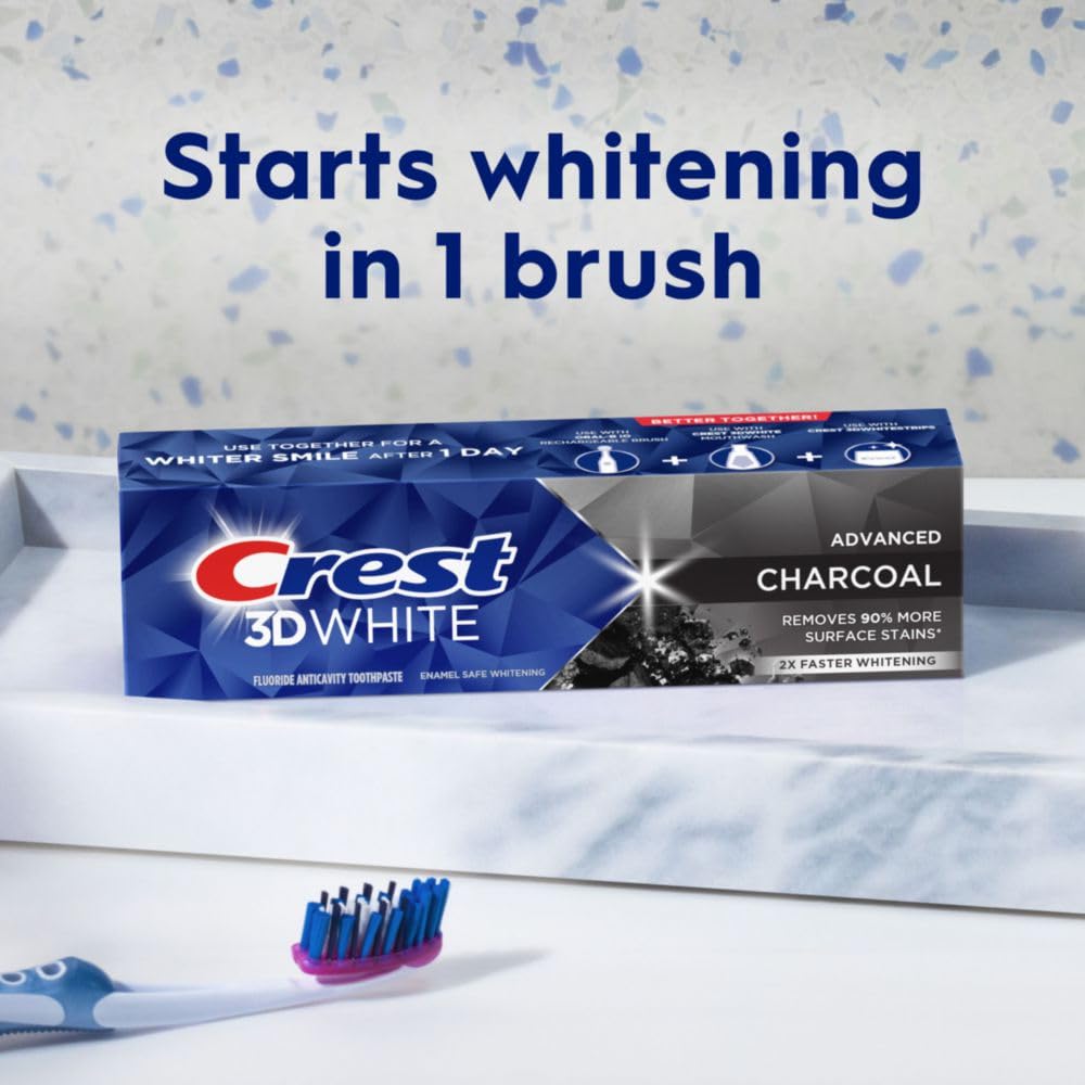 Crest 3D White Advanced Charcoal Toothpaste with Fluoride - 3.3 oz Pack of 3