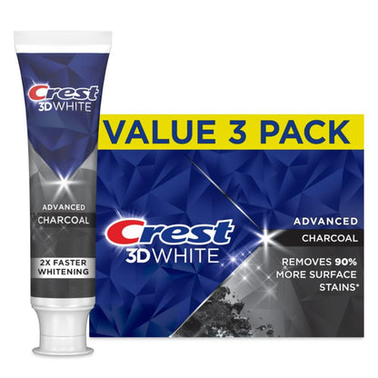 Crest 3D White Advanced Charcoal Toothpaste with Fluoride - 3.3 oz Pack of 3