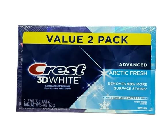 Crest 3D White Advanced Whitening Toothpaste Arctic Fresh 2.7 oz Value 2 Pack