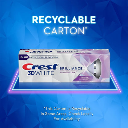Crest 3D White Brilliance Toothpaste – Vibrant Peppermint – 3.5 oz (Pack of 3)