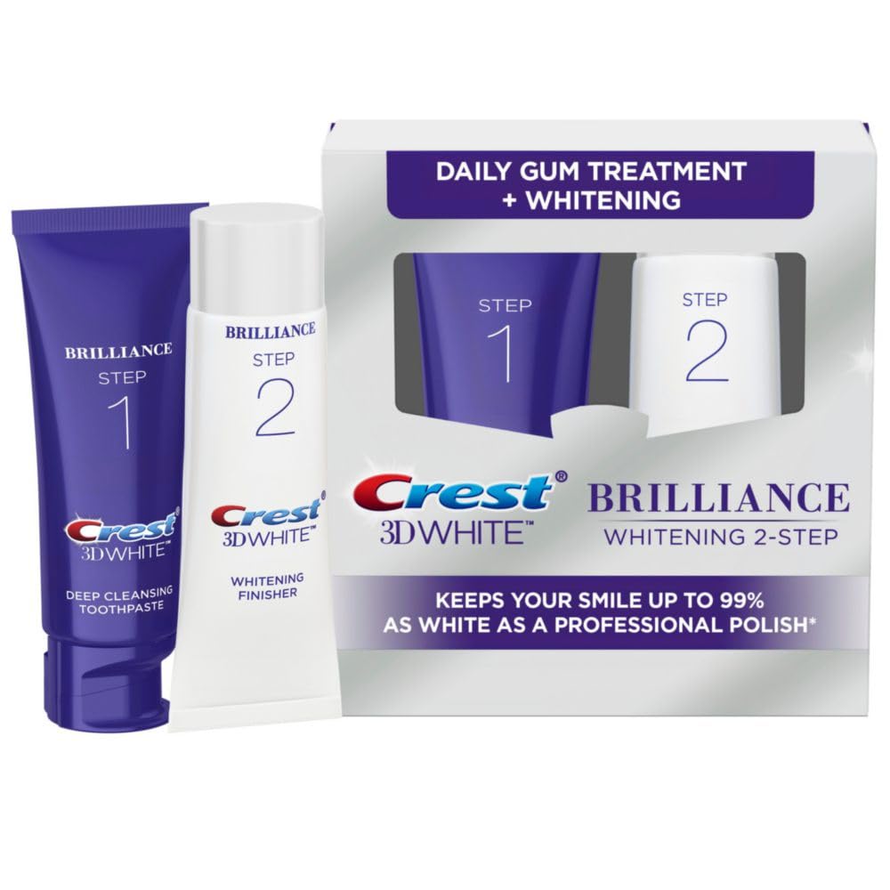 Crest 3D White Brilliance 2 Step Kit – Deep Cleansing Toothpaste (4oz) + Whitening Gel (2.3oz)