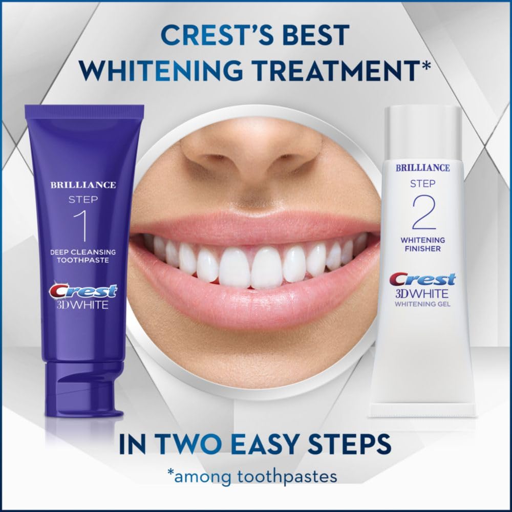 Crest 3D White Brilliance 2 Step Kit – Deep Cleansing Toothpaste (4oz) + Whitening Gel (2.3oz)