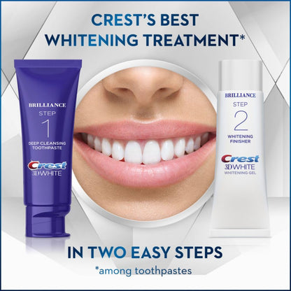 Crest 3D White Brilliance 2 Step Kit – Deep Cleansing Toothpaste (4oz) + Whitening Gel (2.3oz)