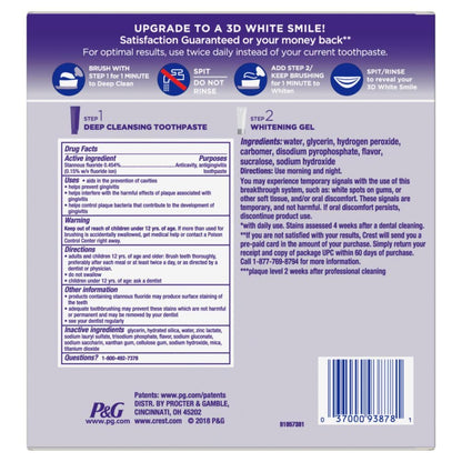Crest 3D White Brilliance 2 Step Kit – Deep Cleansing Toothpaste (4oz) + Whitening Gel (2.3oz)