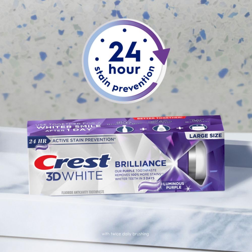 Crest 3D White Brilliance Luminous Purple Toothpaste – Bulk Pack 3x4.6 oz