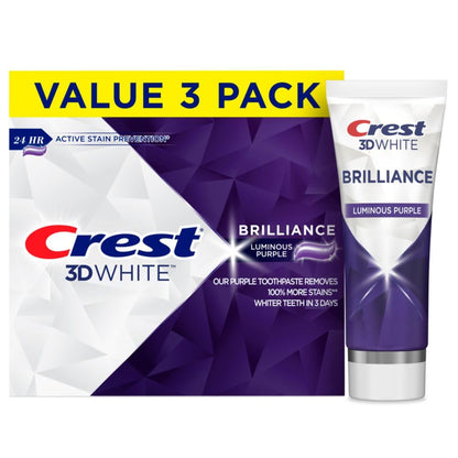 Crest 3D White Brilliance Luminous Purple Toothpaste – Bulk Pack 3x4.6 oz