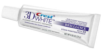 Crest 3D White Fluoride Anticavity Toothpaste 0.85 oz – Pack of 2 | Whitening & Enamel Protection