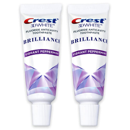 Crest 3D White Brilliance Toothpaste – Vibrant Peppermint | Travel Size 0.85 oz (24 g) 2-Pack