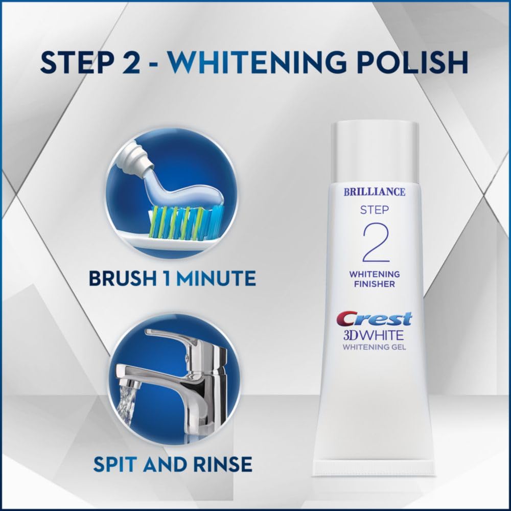 Crest 3D White Brilliance 2 Step Kit – Deep Cleansing Toothpaste (4oz) + Whitening Gel (2.3oz)