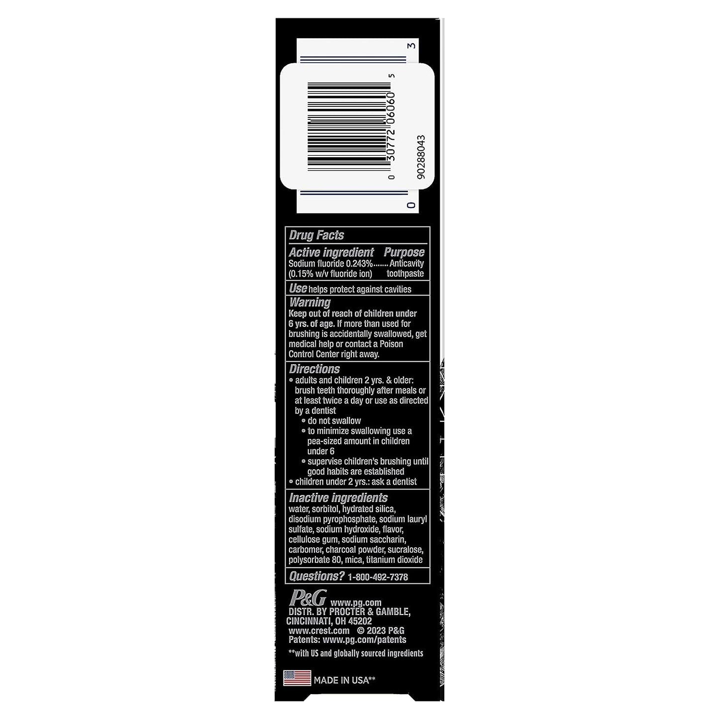 Crest 3D White Charcoal Deep Clean Toothpaste – Whitening Therapy, Mint, 3.5 oz (2-pack)