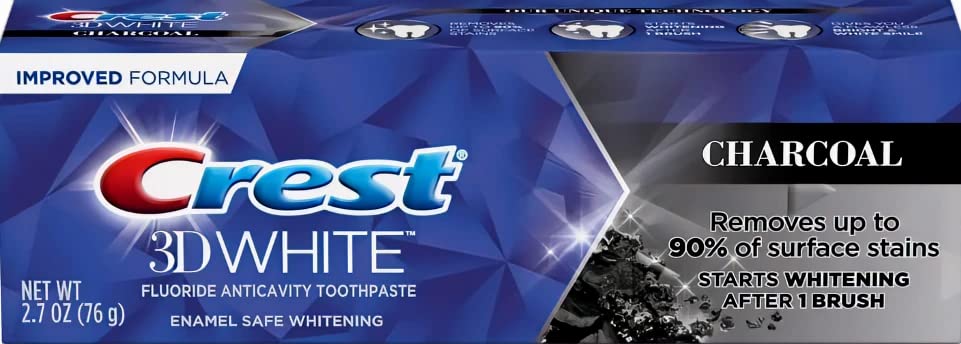 Crest 3D White Charcoal Toothpaste – Enamel Safe, 2.7 oz (76 g) Pack of 2