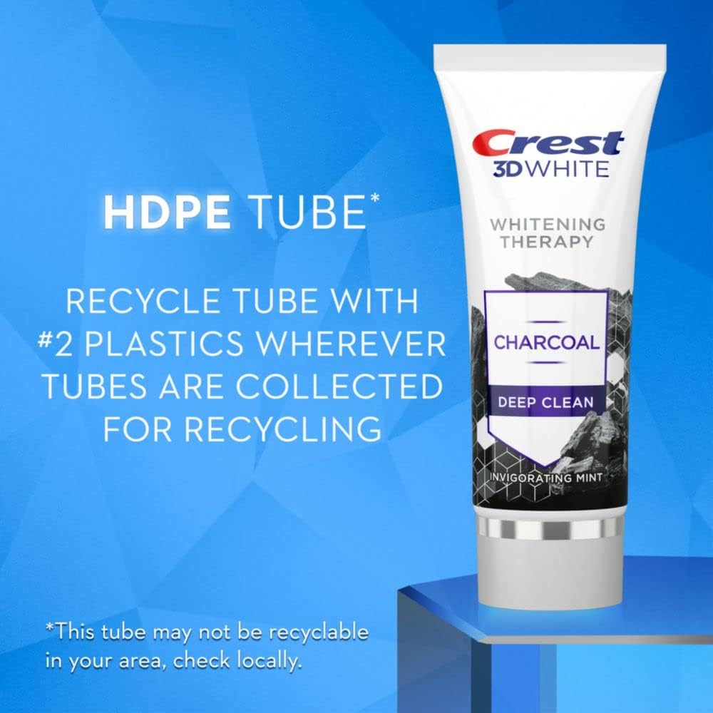Crest 3D White Whitening Therapy Charcoal Deep Clean Toothpaste – Mint, 3.5 oz, Pack of 3