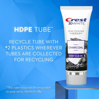 Crest 3D White Whitening Therapy Charcoal Deep Clean Toothpaste – Mint, 3.5 oz, Pack of 3