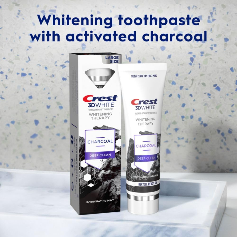 Crest 3D White Whitening Therapy Charcoal Deep Clean Toothpaste - Mint, 4.6 oz (Pack of 3)