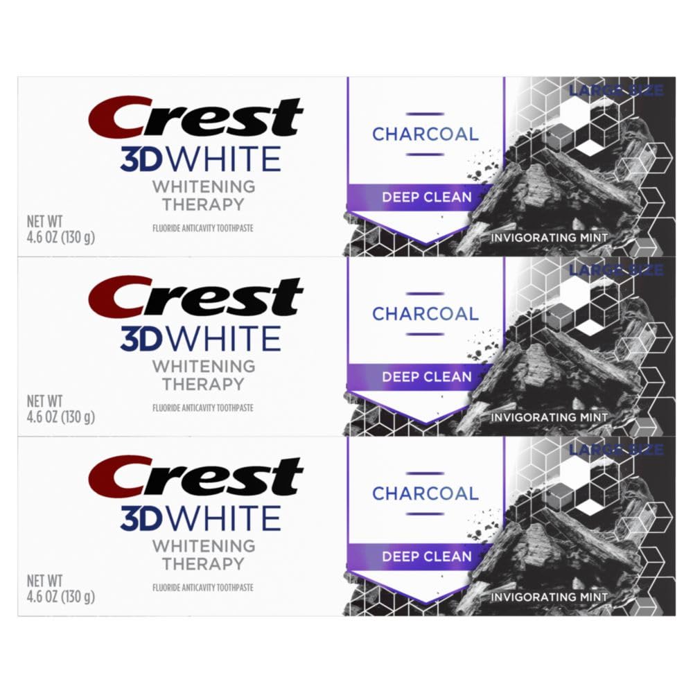 Crest 3D White Whitening Therapy Charcoal Deep Clean Toothpaste - Mint, 4.6 oz (Pack of 3)