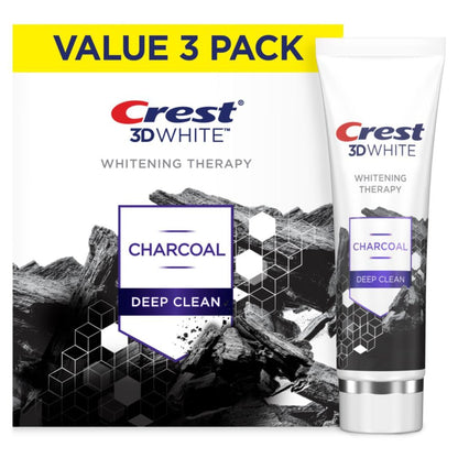 Crest 3D White Whitening Therapy Charcoal Deep Clean Toothpaste - Mint, 4.6 oz (Pack of 3)