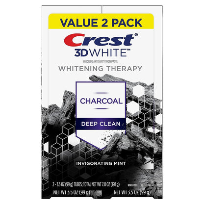 Crest 3D White Charcoal Deep Clean Toothpaste – Whitening Therapy, Mint, 3.5 oz (2-pack)