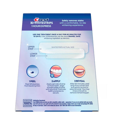 Crest 3D Whitestrips 1-Hour Express – Teeth Whitening Kit, 20 Strips (10 Count Pack)