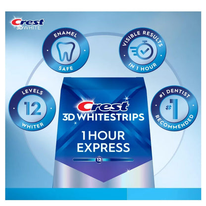 Crest 3D Whitestrips 1-Hour Express – Teeth Whitening Kit, 20 Strips (10 Count Pack)