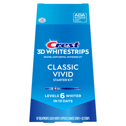Crest 3D Whitestrips Classic Vivid – Teeth Whitening Kit, 20 Strips (10 Count Pack)
