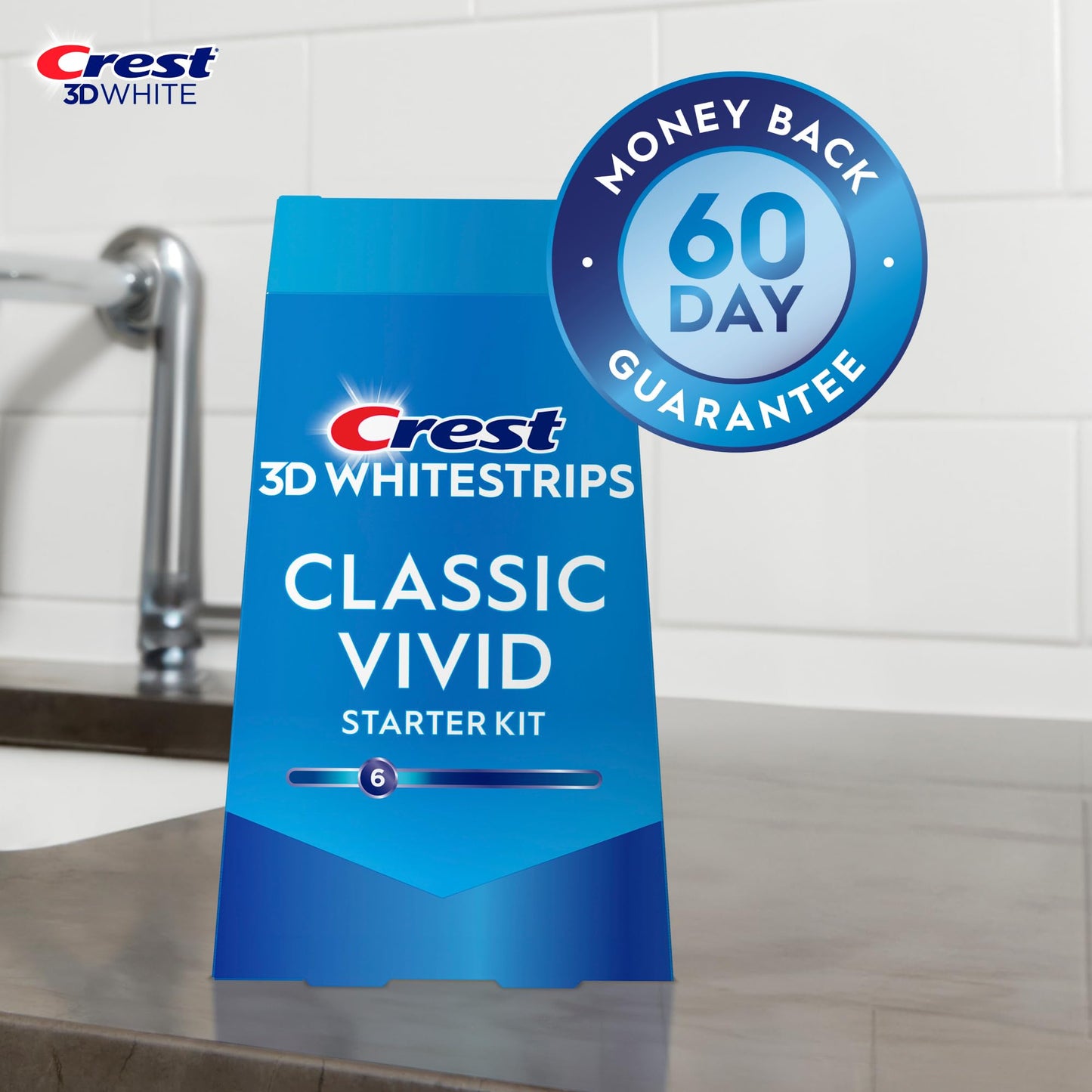Crest 3D Whitestrips Classic Vivid – Teeth Whitening Kit, 20 Strips (10 Count Pack)