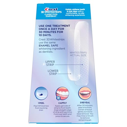 Crest 3D Whitestrips Classic Vivid – Teeth Whitening Kit, 20 Strips (10 Count Pack)