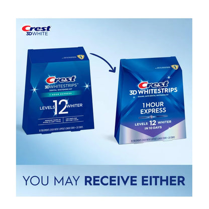 Crest 3D Whitestrips 1-Hour Express – Teeth Whitening Kit, 20 Strips (10 Count Pack)