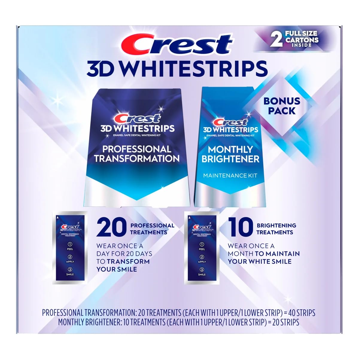 Crest 3D Whitestrips 40+20 Strips | Professional Effects at Home