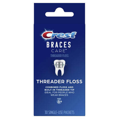 Crest Braces Care Threader Floss – 30 Single-Use Packets