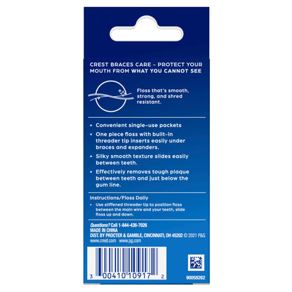 Crest Braces Care Threader Floss – 30 Single-Use Packets