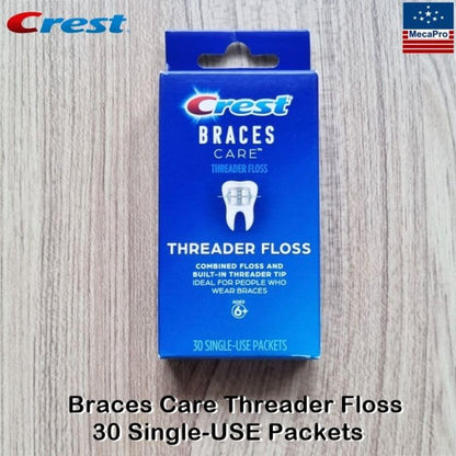 Crest Braces Care Threader Floss – 30 Single-Use Packets