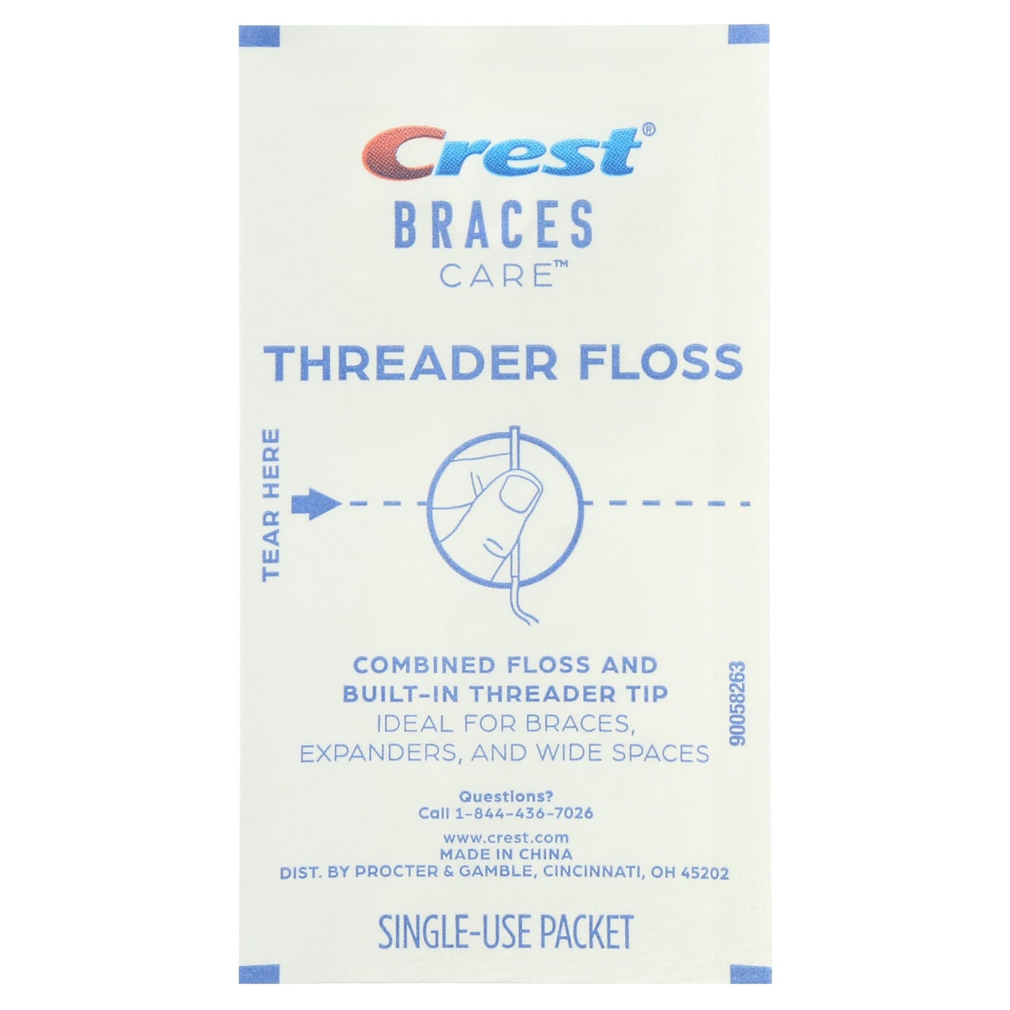 Crest Braces Care Threader Floss – 30 Single-Use Packets