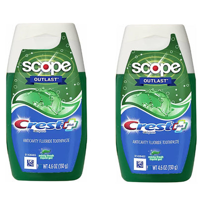 Crest Complete Whitening Plus Scope Toothpaste – Minty Fresh Gel, 4.6 oz (130 g), Pack of 2