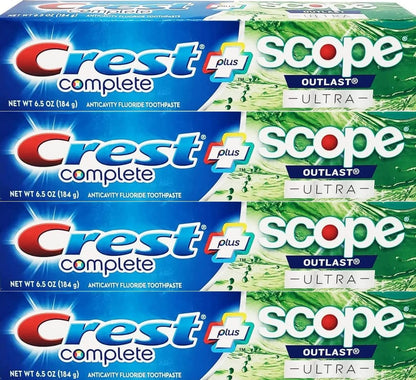 Crest Complete Whitening Plus Scope Outlast Ultra Toothpaste 6.5 oz – Pack of 4