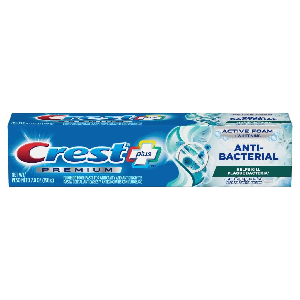 Crest Premium Plus Anti-Bacterial Toothpaste – Smooth Peppermint, 7.0 oz, Pack of 3