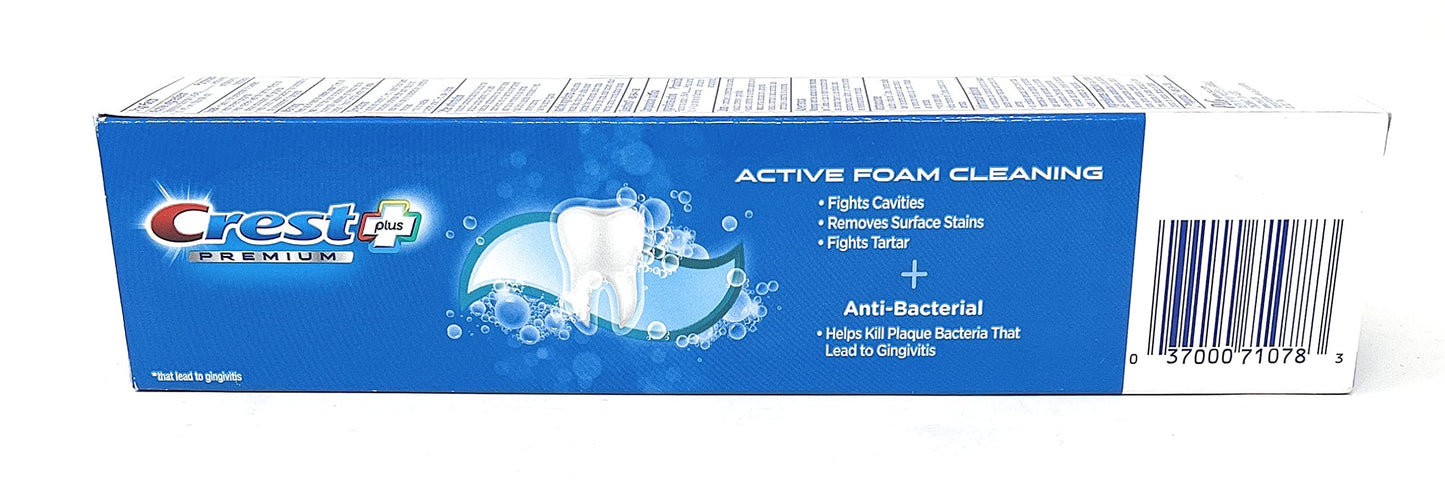 Crest Premium Plus Anti-Bacterial Toothpaste – Smooth Peppermint, 7.0 oz, Pack of 3