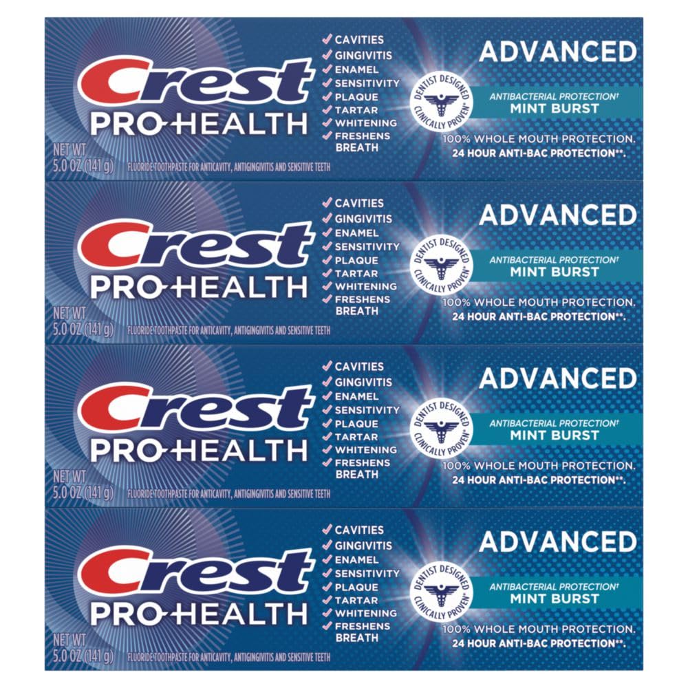Crest Pro-Health Advanced Antibacterial Protection Toothpaste – Pack of 4 | 5 oz Mint Burst
