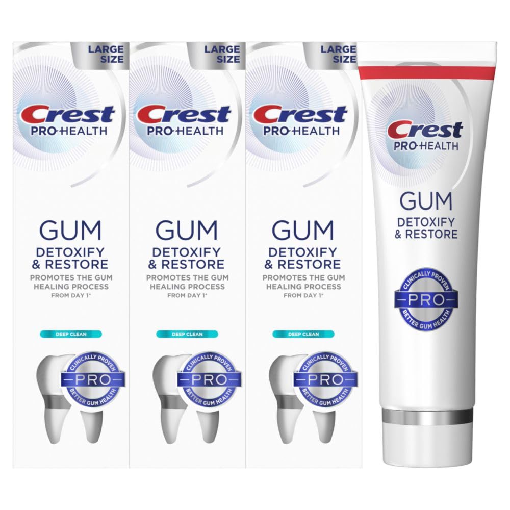 Crest Pro-Health Gum Detoxify and Restore Deep Clean Toothpaste – 3 x 4.6 oz | Anticavity, Antibacterial Fluoride, Gum & Enamel Protection