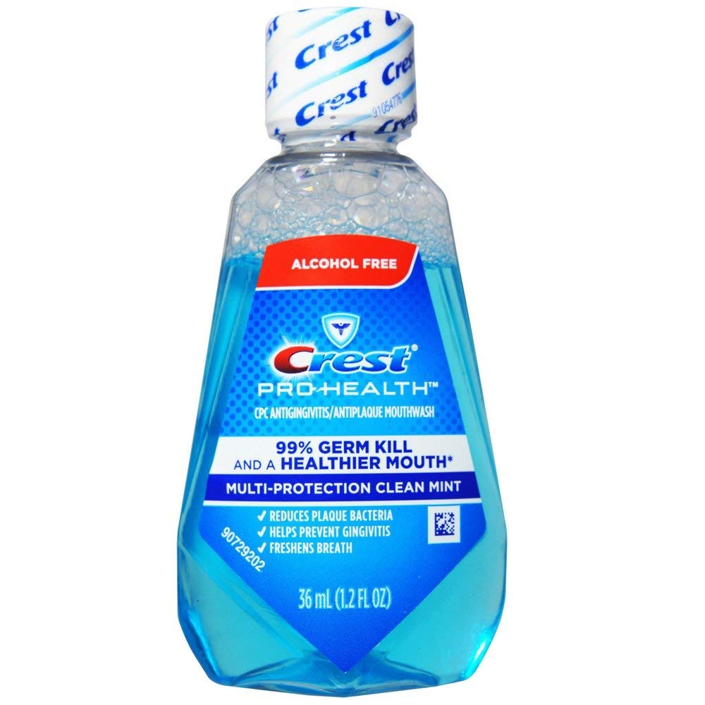Crest Pro-Health Mouthwash Alcohol Free – Multi-Protection Clean Mint, 1.22 oz Pack of 12