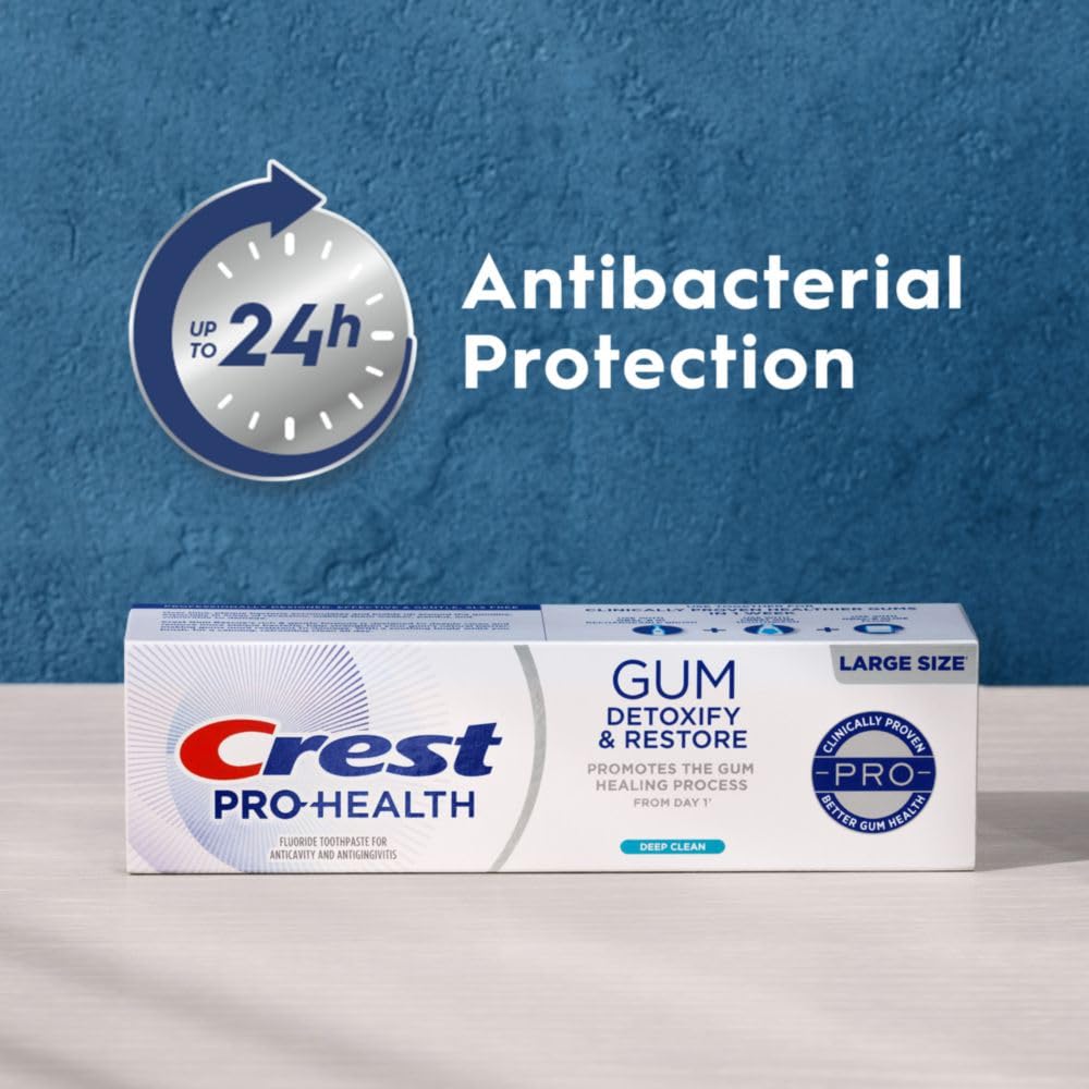 Crest Pro-Health Gum Detoxify and Restore Deep Clean Toothpaste – 3 x 4.6 oz | Anticavity, Antibacterial Fluoride, Gum & Enamel Protection