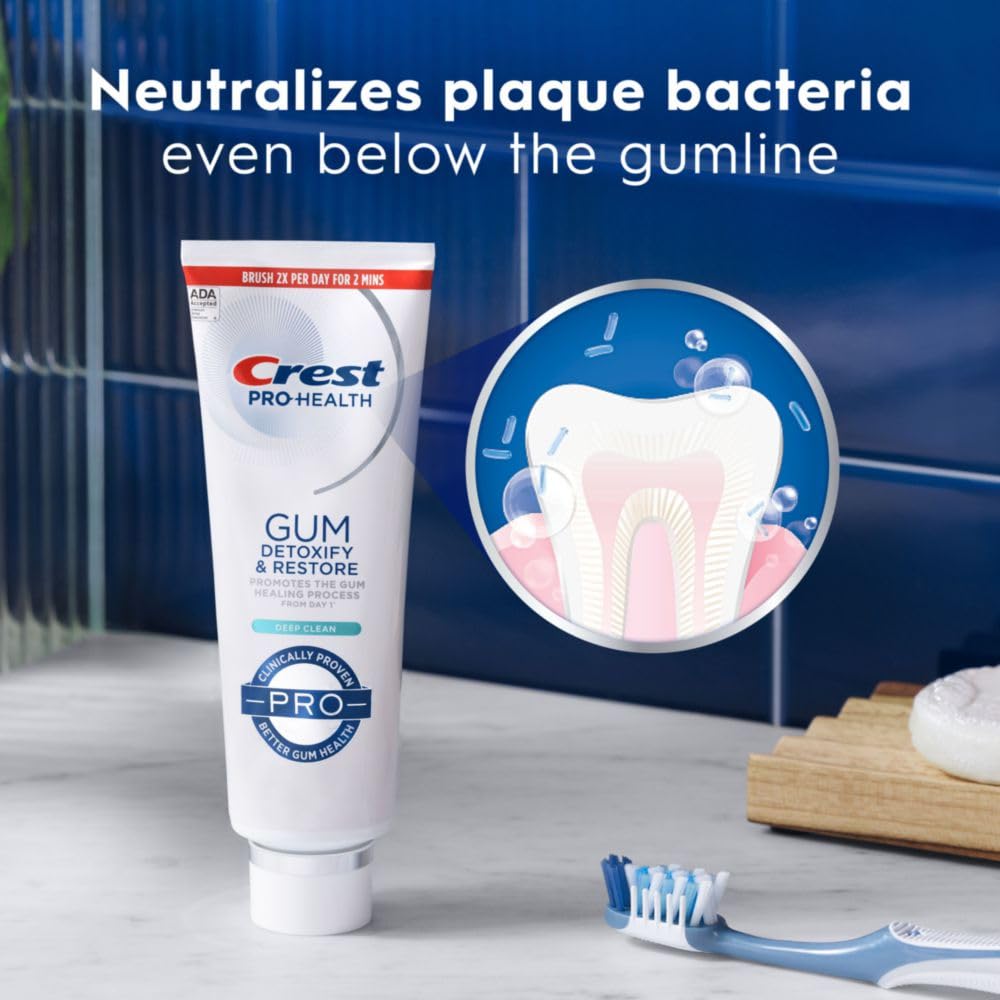 Crest Pro-Health Gum Detoxify and Restore Deep Clean Toothpaste – 3 x 4.6 oz | Anticavity, Antibacterial Fluoride, Gum & Enamel Protection