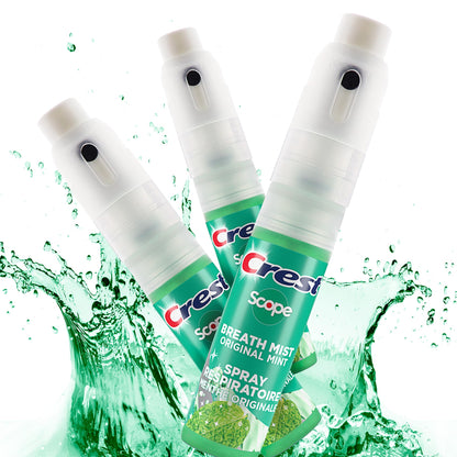 Crest Scope Breath Mist 3-Pack – Mint, 0.24 oz (7 mL) per spray, 0.72 oz total | Travel Friendly