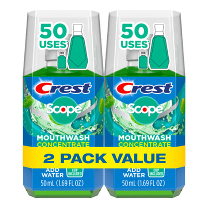 Crest Scope Mouthwash Concentrate - Travel Size 50 ml, Original Mint, 2 Pack