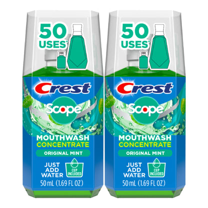 Crest Scope Mouthwash Concentrate - Travel Size 50 ml, Original Mint, 2 Pack