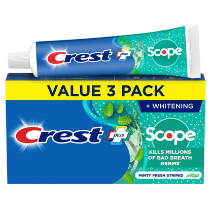 Crest + Scope Whitening Toothpaste 3-Pack (5.4 oz) – Anticavity, Fresh Mint