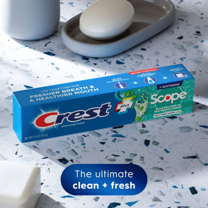 Crest + Scope Whitening Toothpaste 3-Pack (5.4 oz) – Anticavity, Fresh Mint