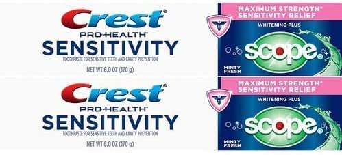 Crest Sensitivity Whitening Toothpaste with Scope Minty Fresh – 6 oz (2 Tubes)